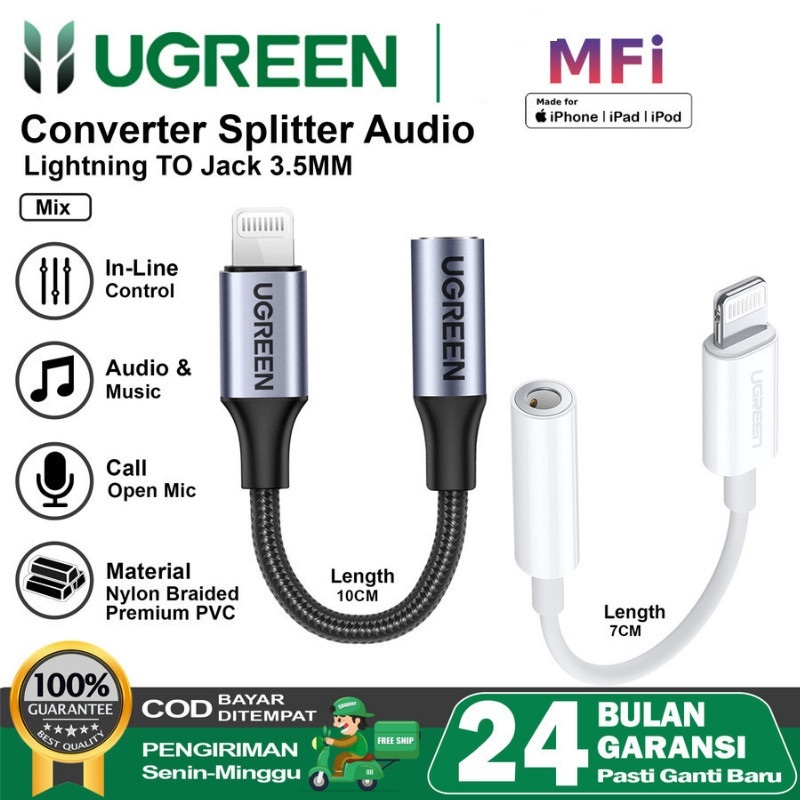 UGREEN Splitter iPhone MFi Lightning To Jack 3.5mm - 30759