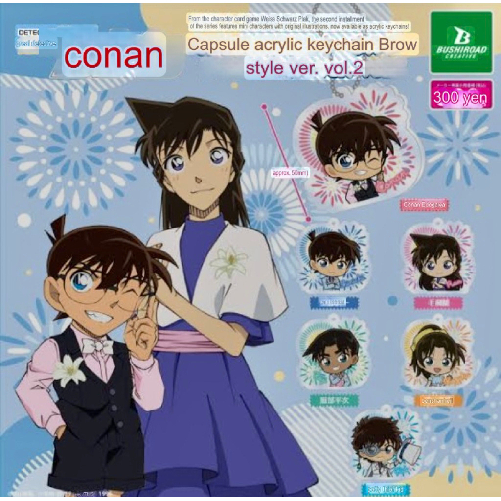 Detective Conan capsule toy acrylic key holders gashapon detco acrylic keychain gantungan kunci anim