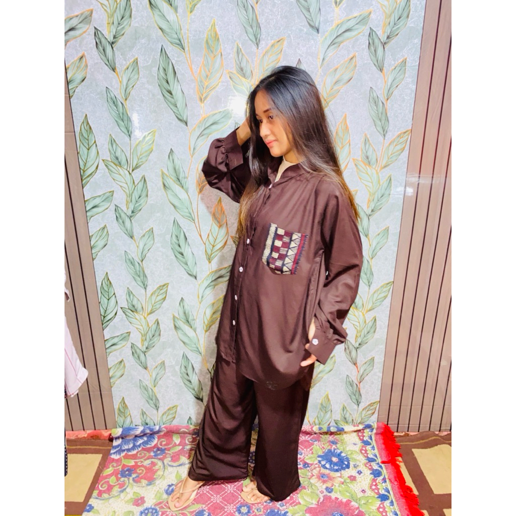 Pajamas One Set Kekinian Rayon Premium Grade A Lengan Panjang