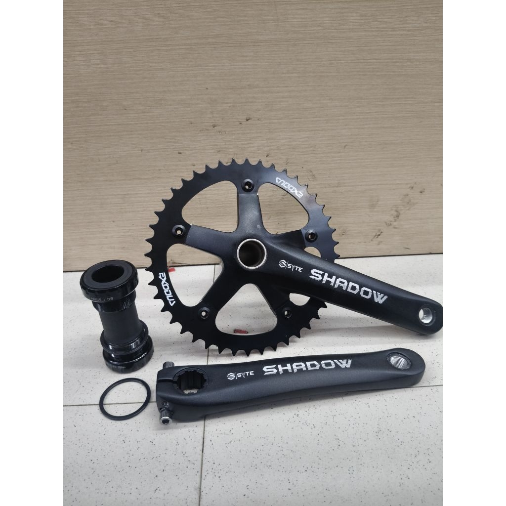 Crankset sepeda Hollowtech HT2 SYTE SHADOW Single Chainring 44T Include BB SYTE SHADOW