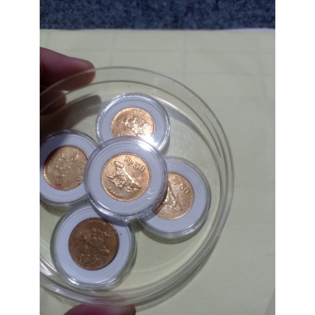 uang koin kuno 50 rupiah komodo + kapsul pelindung
