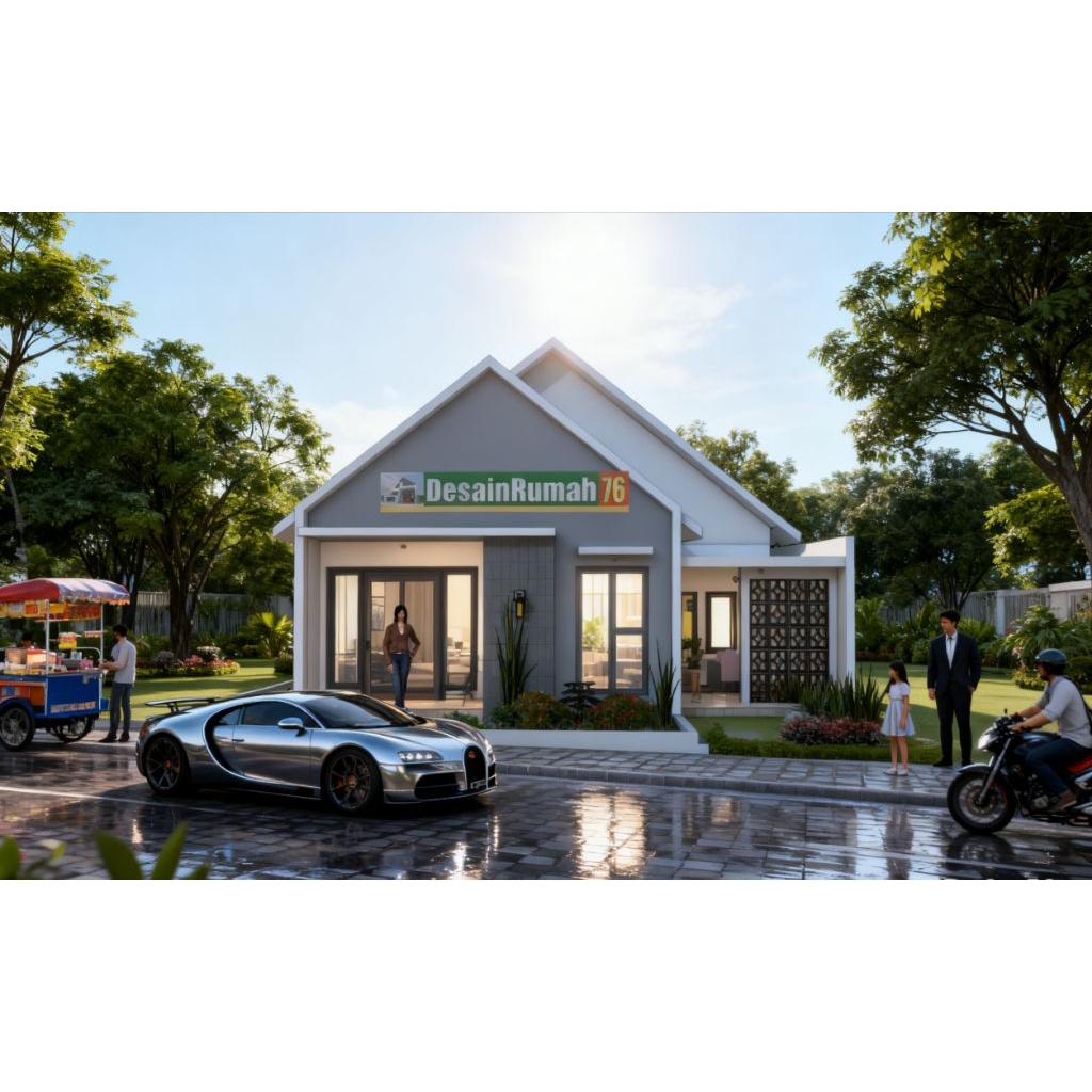 PAKET DESAIN RUMAH MINIMALIS, 4 KAMAR TIDUR, KOLAM RENANG, ukuran 10x15, jasa desain rumah