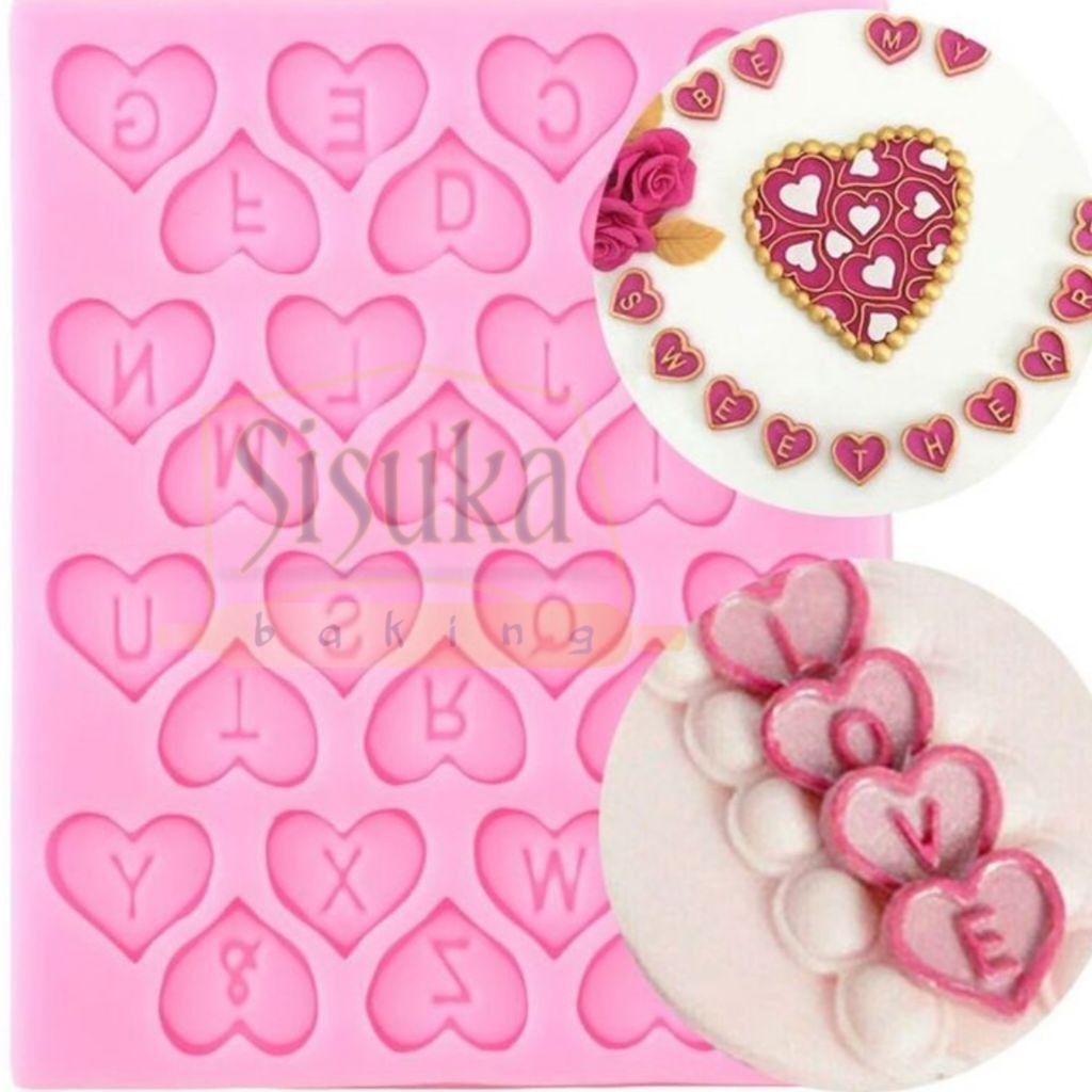 CETAKAN HURUF LOVE/HEART/HATI CETAKAN SILIKON HURUF CETAKAN COKLAT CETAKAN PUDING CETAKAN FONDANT