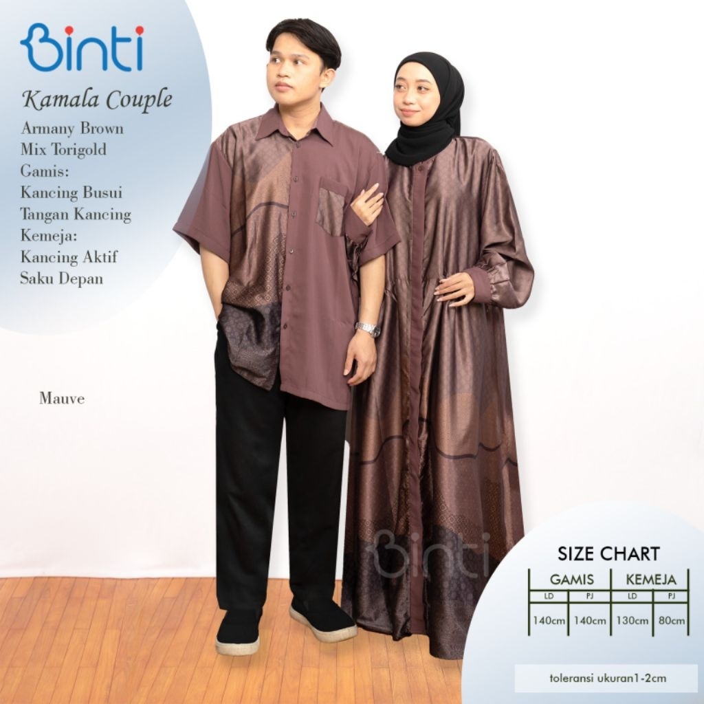 KAMALA  DRESS  COUPLE JUMBO LD 140 BAHAN ARMANI BROWN BY BINTI COUPLE MUSLIMAH BAJU COUPLE BAJU LEBA