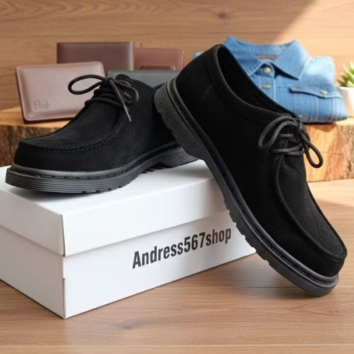 Broederschap-Sepatu Walabe Clarks Chungky Pria full black Casual/Formal