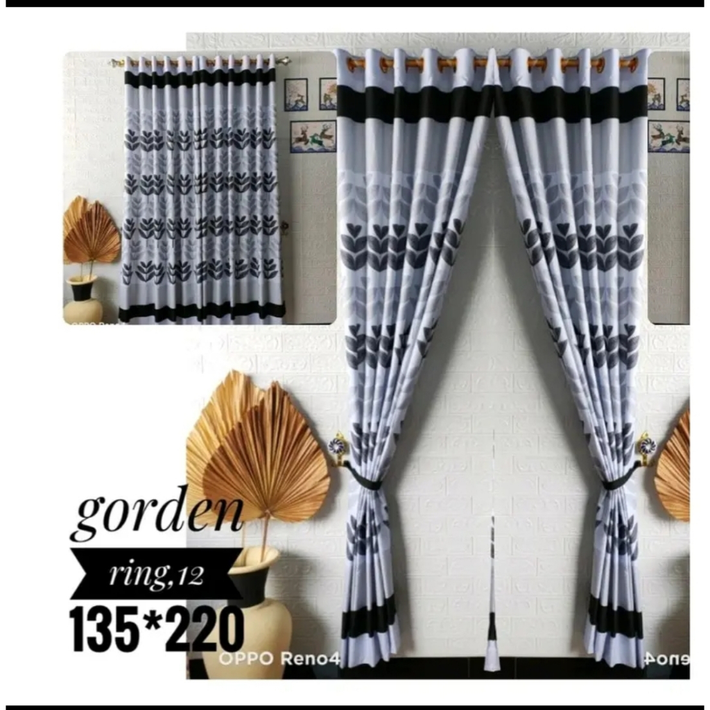 GORDEN PINTU MINIMALIS - HORDENG PINTU - HORDENG JENDELA - TIRAI - MOTIF DAUN ABU - AMANDA ABU - BAH