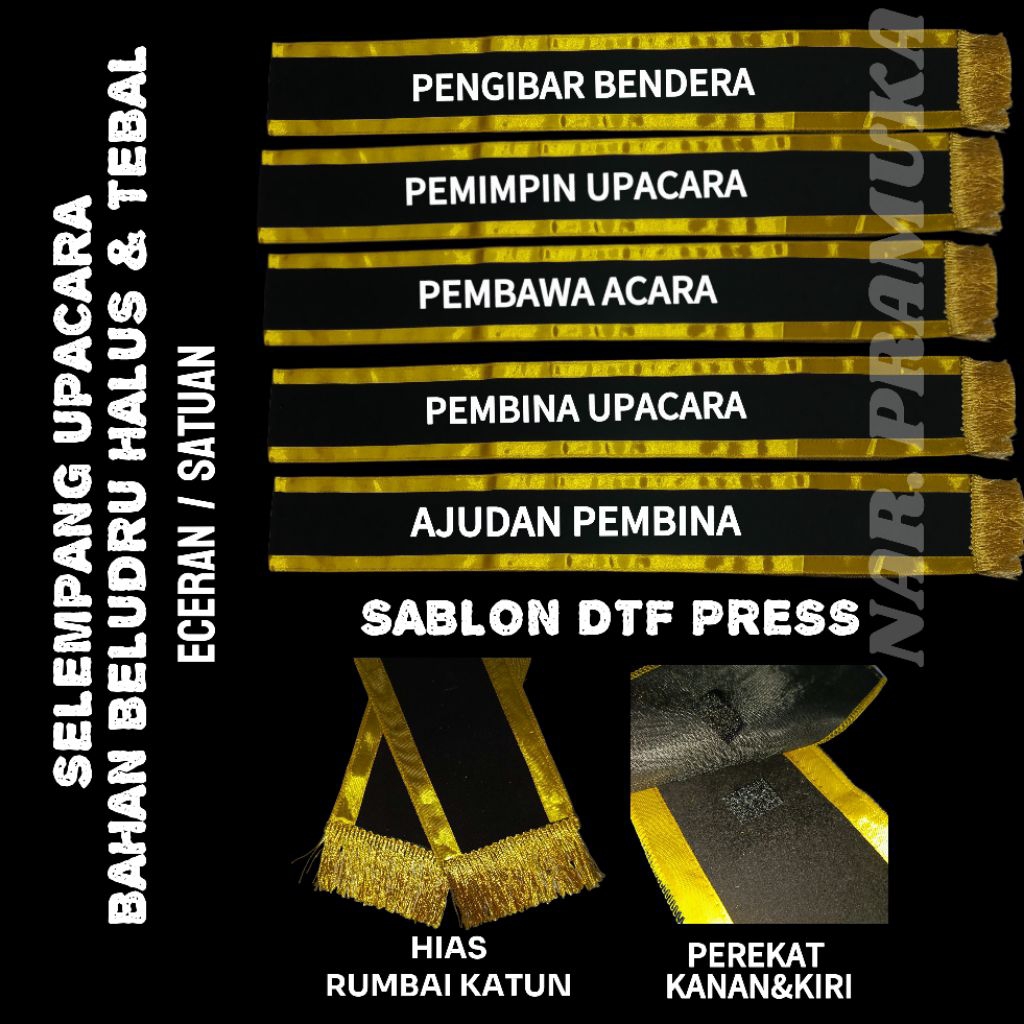 SELEMPANG UPACARA BLUDRU HARGA SATUAN/SELEMPANG BLUDRU PETUGAS UPACARA /SELEMPANG IDENTITAS UPACARA 