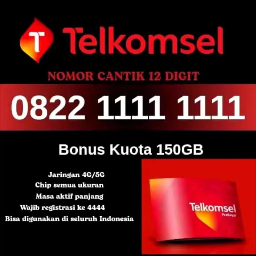 Promo Kartu Perdana Telkomsel 12Digit Bonus Kuota 150GB Support Jaringan 4G