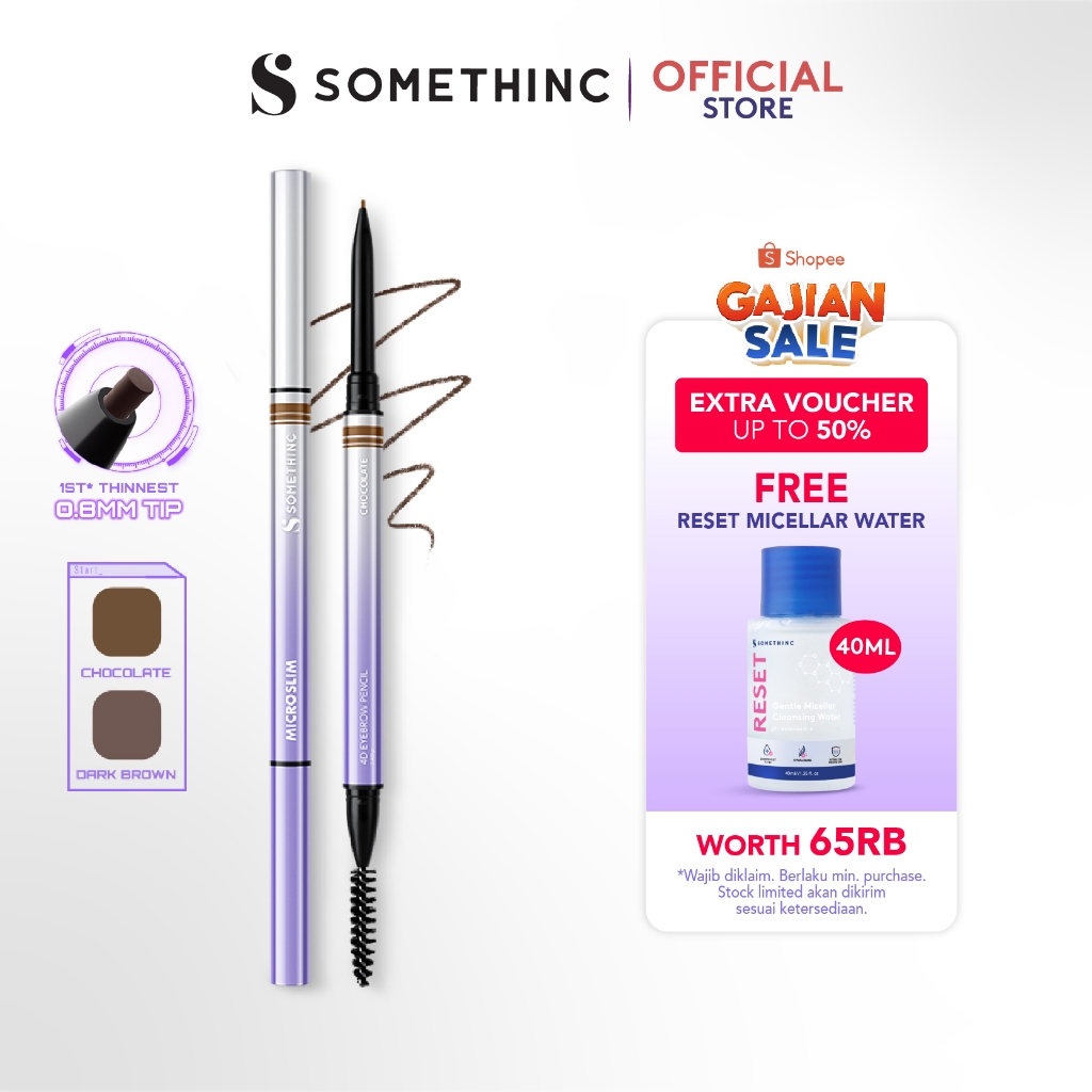 [BARU] SOMETHINC Microslim 4D Eyebrow Pencil 0.8mm - Pensil Alis Kecil Tipis Tahan Lama Natural Pres