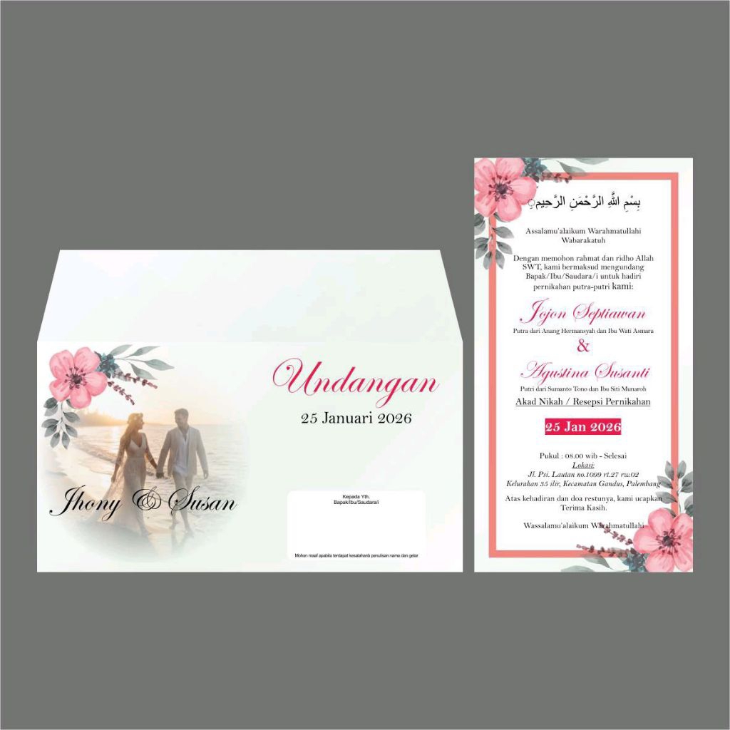 undangan pernikahan custom minimalis elegant premium terjangkau siap cetak minimal 10 pcs