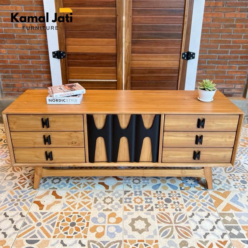 BUFFET TV KAYU JATI | BUFFET TV KLASIK MODERN | KABINET TV KAYU JATI SOLID BERKUALITAS