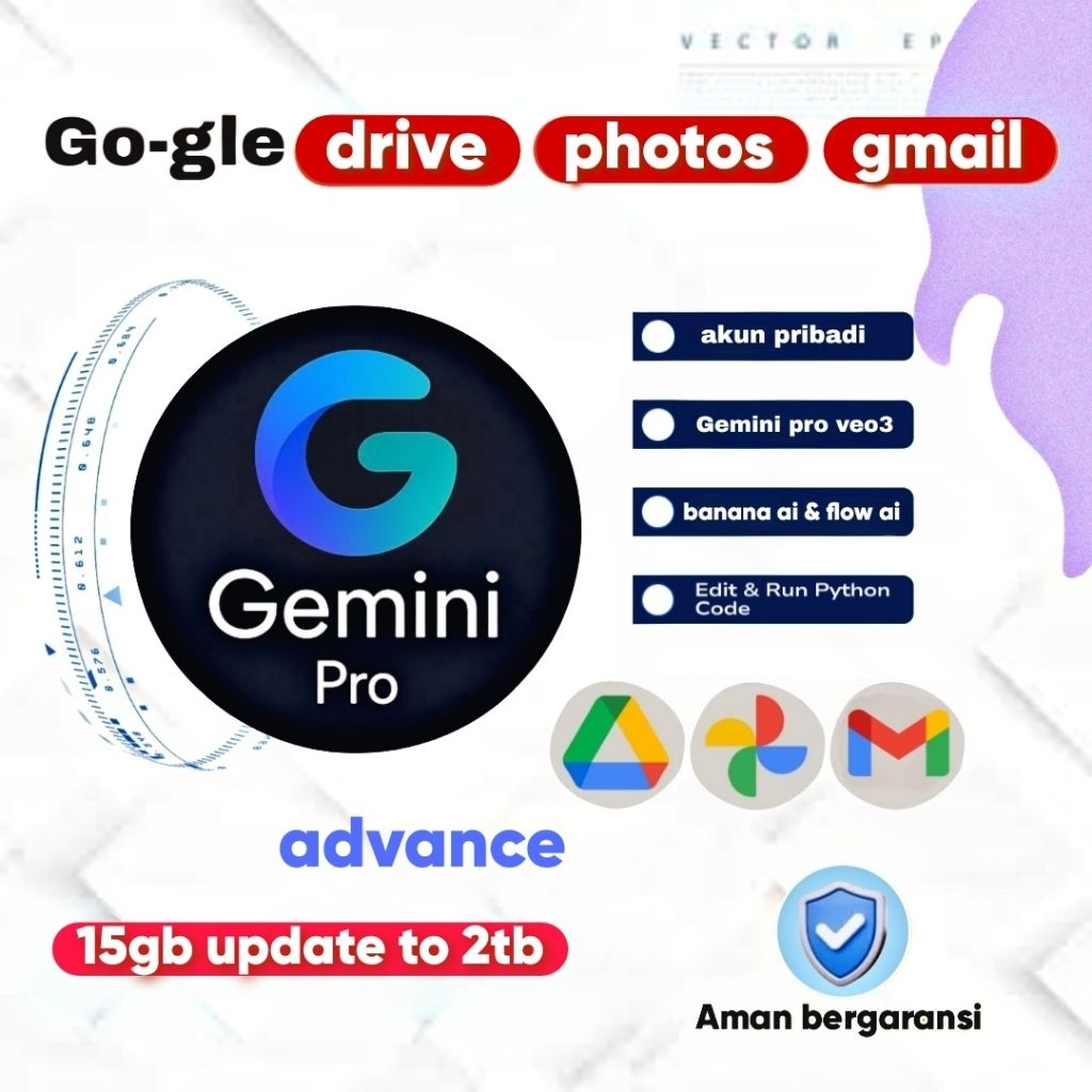 (Paket)Google drive | Photos | Gmail | Gemini pro veo3 Kapasitas 2TB Liftime