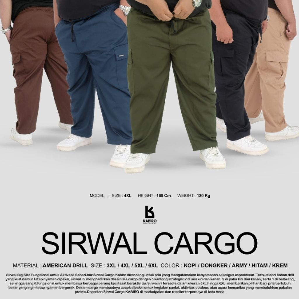 Sirwal Cargo Kabiro Celana Panjang Pria Jumbo Big Size Celana Sirwal Jumbo 3XL-6XL Kabiro