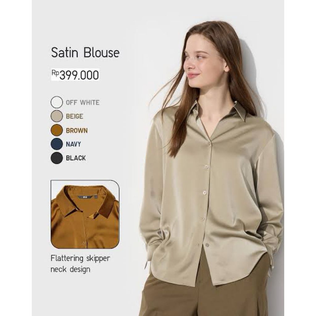 preloved Uniqlo blouse satin kerah skipper