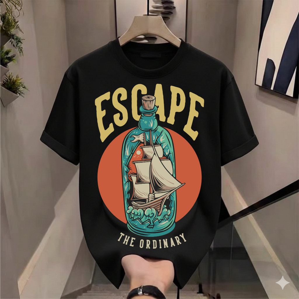 DAFFODIL - KAOS DISTRO ESCAPE T-SHIRT HITAM PREMIUM COMBED 24S S M L XL XXL 3XL 4XL 5XL 6XL