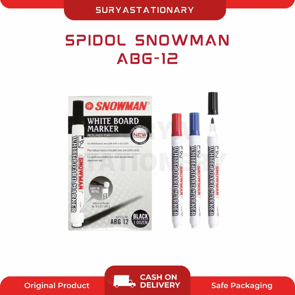 (PCS) Snowman Board Marker ABG-12 / Spidol Snowman White Board ABG-12