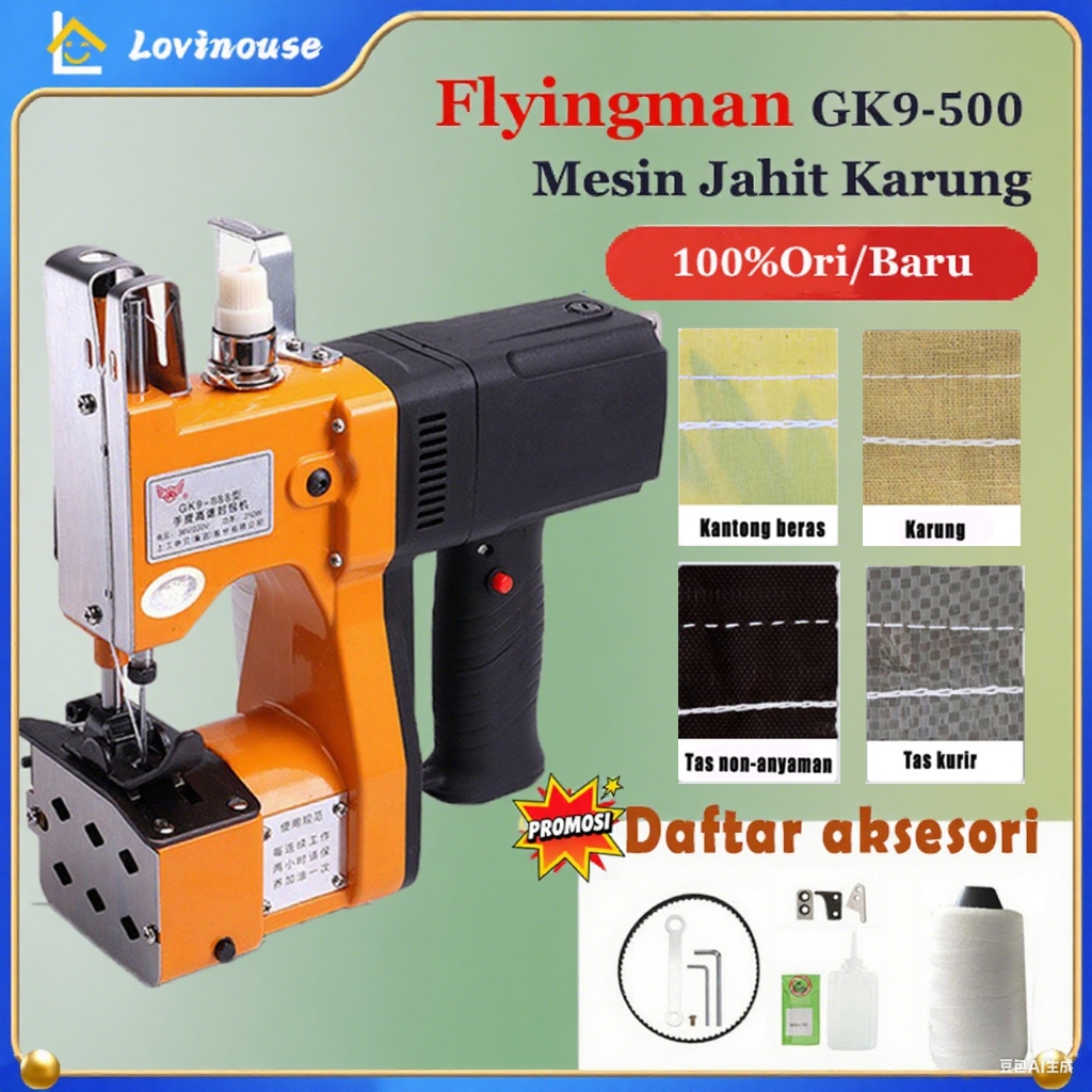 100% Ori/Baru Flyingman GK9-500 Mesin Jahit Karung Portable Bag Close Mesin Jahit Karung Beras / Kan