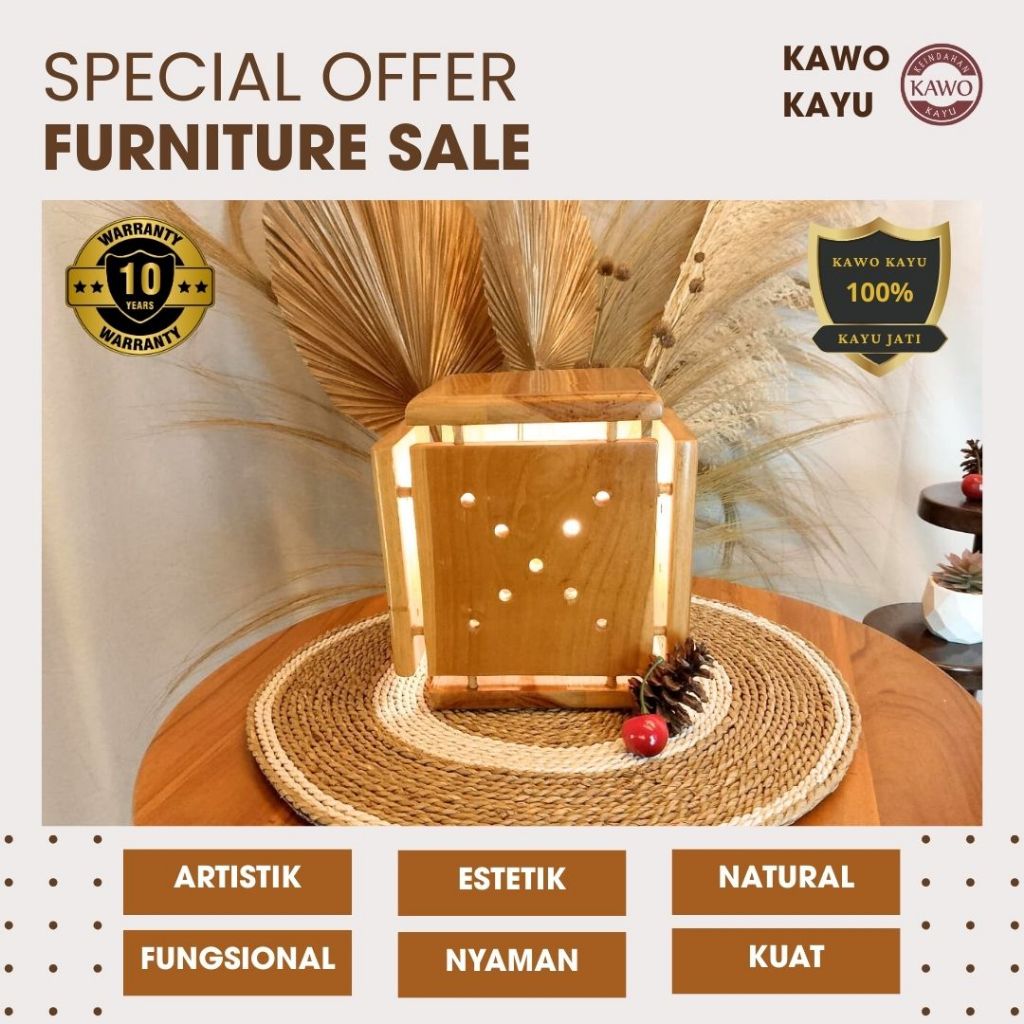LAMPU MEJA CANTIK KAYU JATI