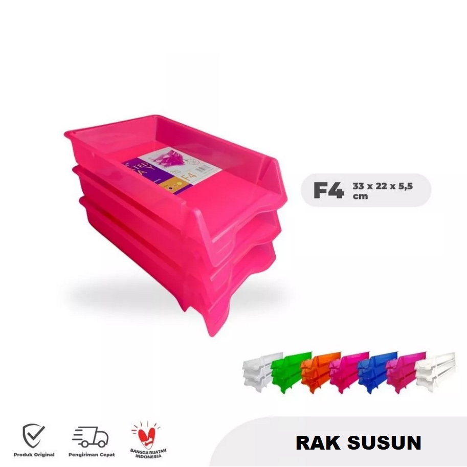 RAK PLASTIK SUSUN TOPLA KERTAS MEJA KANTOR FOLIO F4