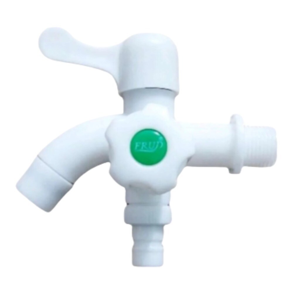 Kran Air Cabang 2 PVC Frud / Keran Tembok Cabang / Kran Air Dua Cabang Plastik / Kran Shower Mandi