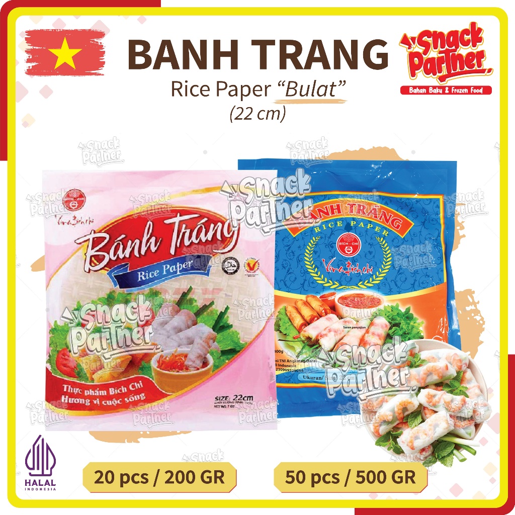 BANH TRANG RICE PAPER  200 400 GR Diameter 22 cm - Kulit Lumpia Vietnam Rice Roll Spring Roll 22cm