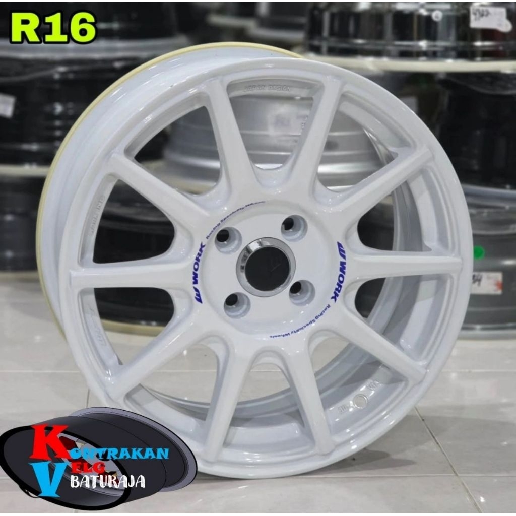 Velg Work MCO R16 White 4x100 ( AGYA AYLA CALYA SIGRA JAZZ YARIS BRIO AVANZA XENIA DLL)