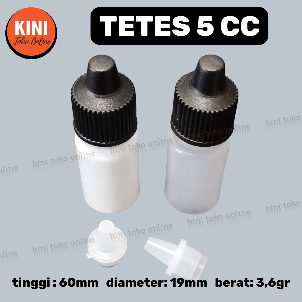 CC POLOS botol tetes 5 ml plastik NON SEGEL putih natural 5ml TUTUP MERAH HITAM