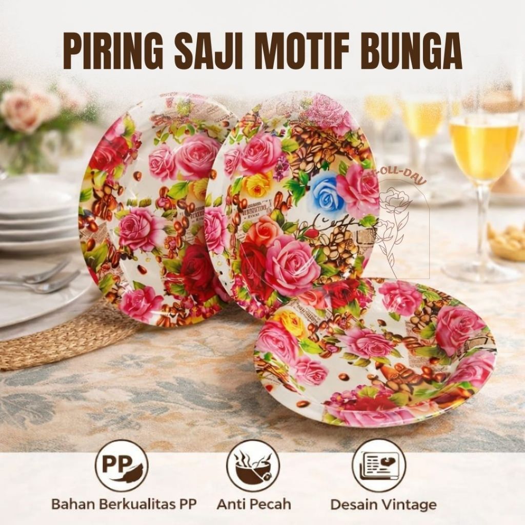 PIRING MOTIF BUNGA /PIRING OVAL BUNGA/NAMPAN BUNGA/NAMPAN SERBAGUNA/NAMPAN OVAL CANTIK /