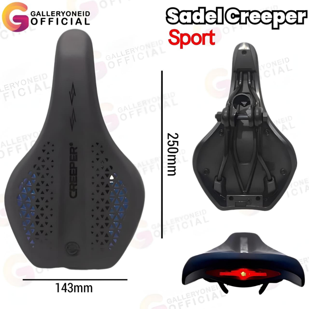 Sadel Sepeda Jok Saddle MTB Road Bike Folding CREEPER Sport Statis Empuk Built In Lampu Belakang