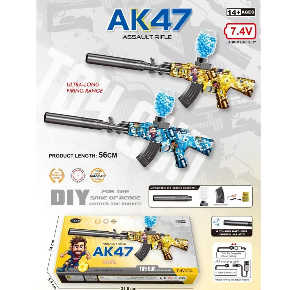 Mainan Senjata AK47 Gel Blaster 7.4V | Toy Gun Peluru Kristal Otomatis | Water Crystal Bullet | Panj