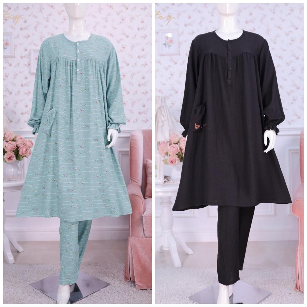 NIENNA PAJAMAS TALA CHARCOAL PAJAMAS SIZE S M L XL XXL BY DITSY EDISI FEBRUARI 2026
