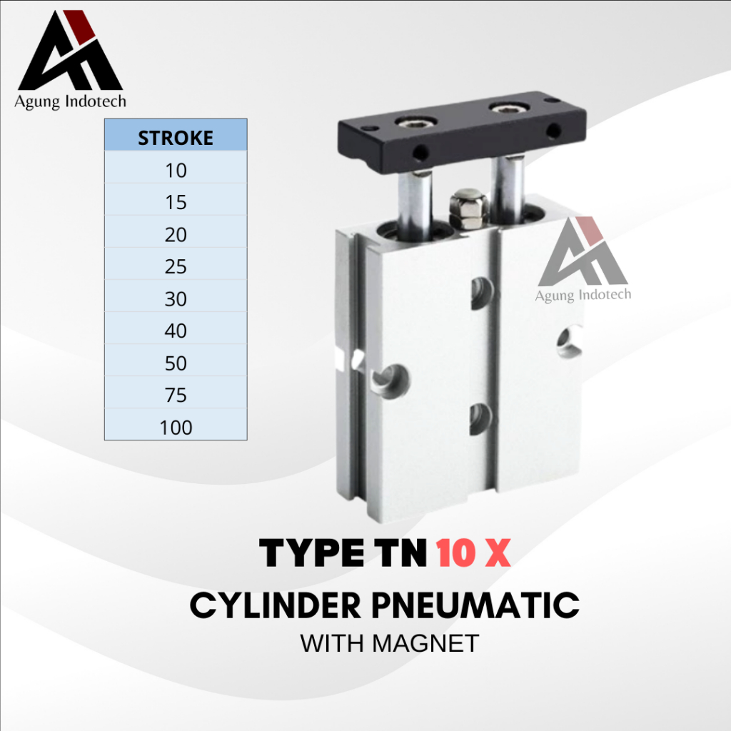 TN10 CYLINDER PNEUMATIC TWIN ROD PNEUMATIK ANGIN AIR SILINDER DOUBLE