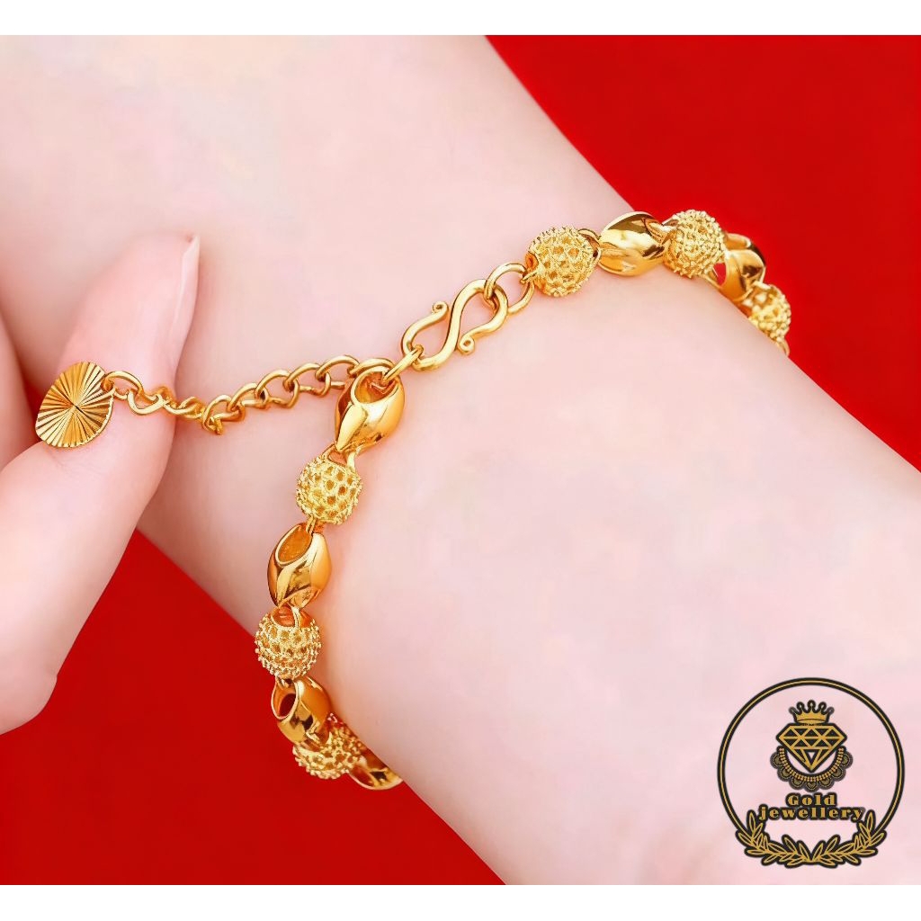 Gelang Emas asli Hongkong Wanita Import Berlapis Emas Muda asli 24k