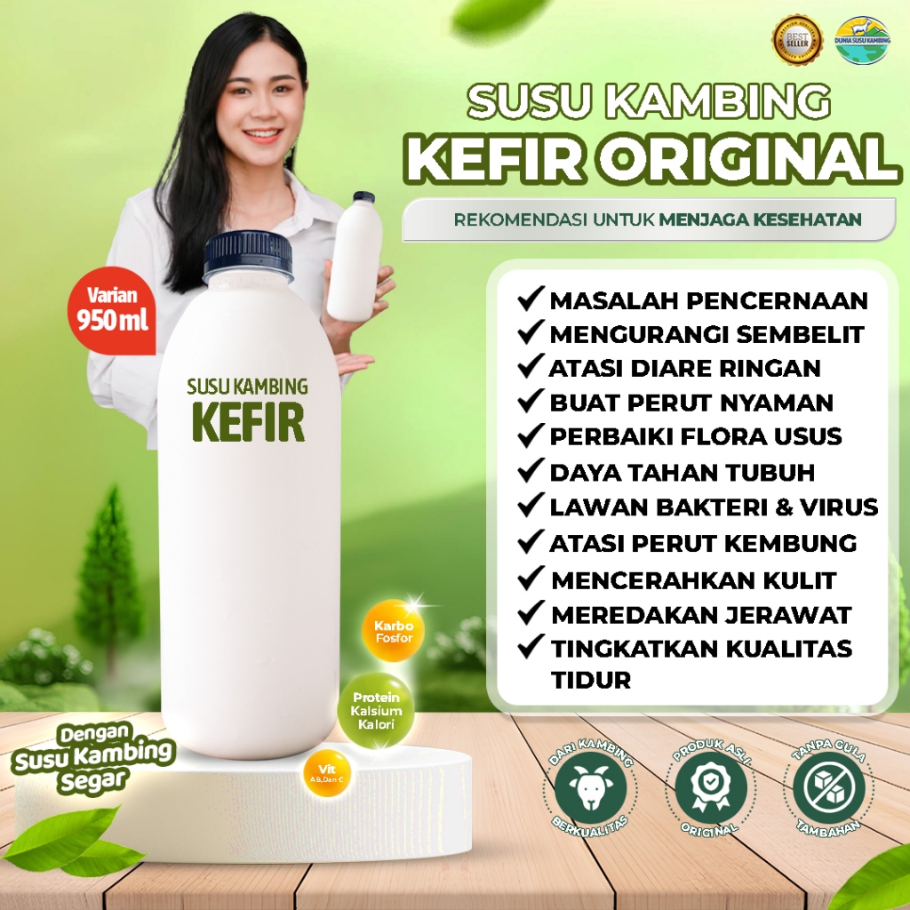 Kefir Original Dari Susu Kambing Murni Dan Bibit Kefir Asli Isi 950ml Perbotol