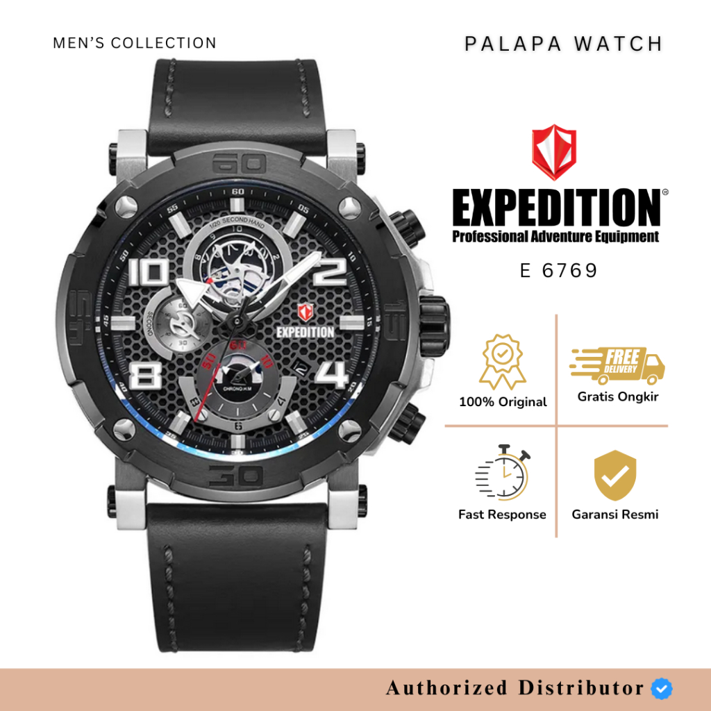 Jam Tangan Pria Expedition EXP 6769 / E6769 / E 6769 Leather Original Garansi Resmi 1 Tahun