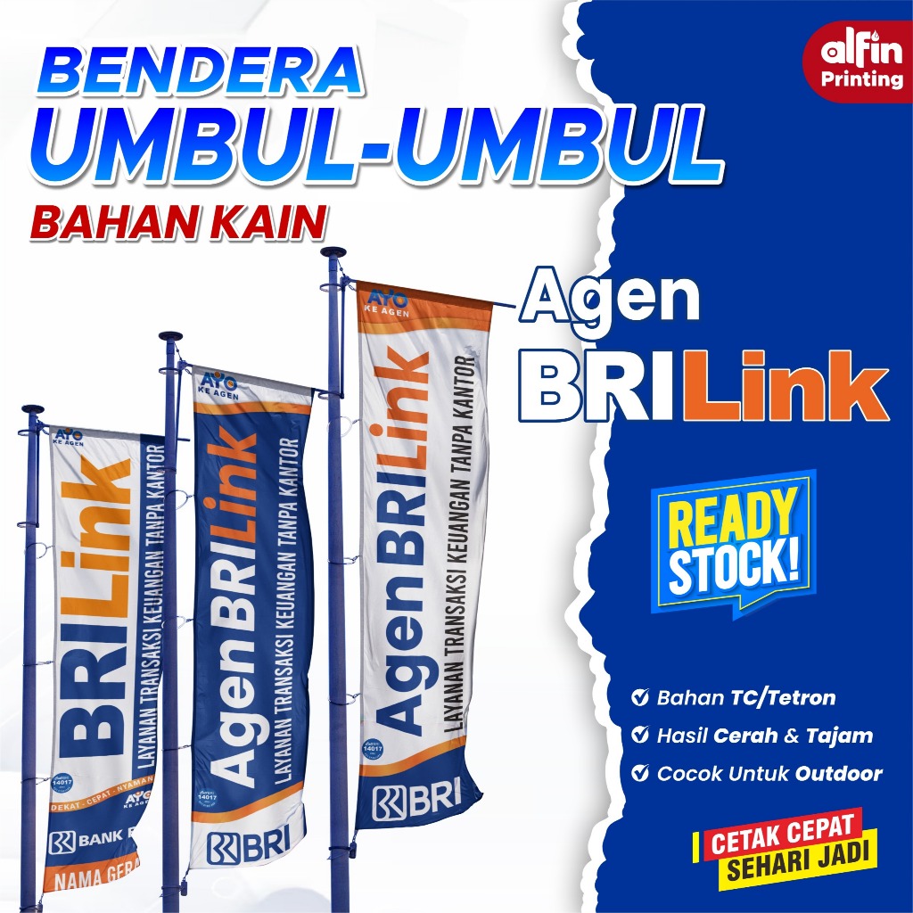 CETAK UMBUL UMBUL CUSTOM KAIN FULL PRINT / umbul PHBI / bendera umbul / Umbul BriLink / Umbul Agen
