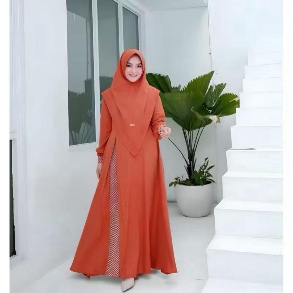 AYANA - (FREE HIJAB) Baju Gamis Dress Busui Syari Set Khimar Cringkle Airflow Premium Terlaris warna