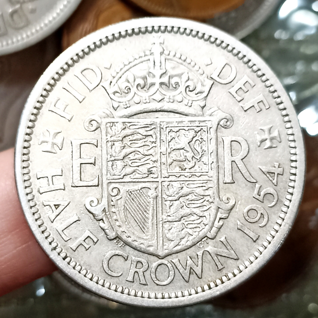Koin Kuno Inggris (United Kingdom) Half Crown Tahun 1954