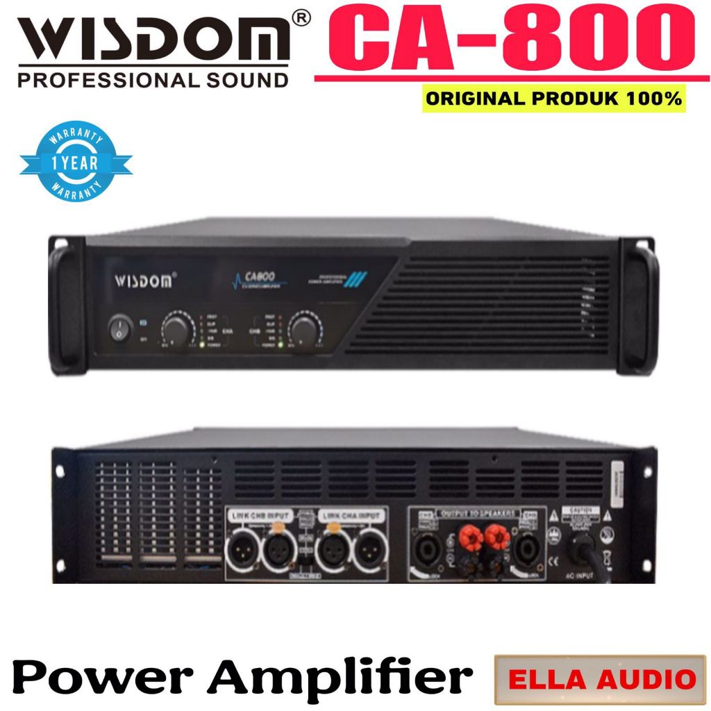 Power Amplifier Wisdom CA800 CA-800 2-Channel Ca 800