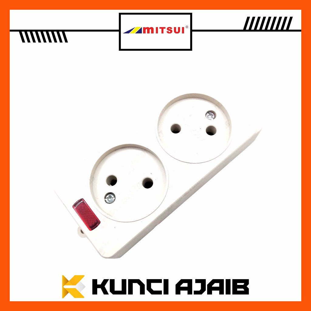 MITSUI MSC 082 Stop Kontak Gepeng Pipih 2 Lubang Colokan Listrik Lampu