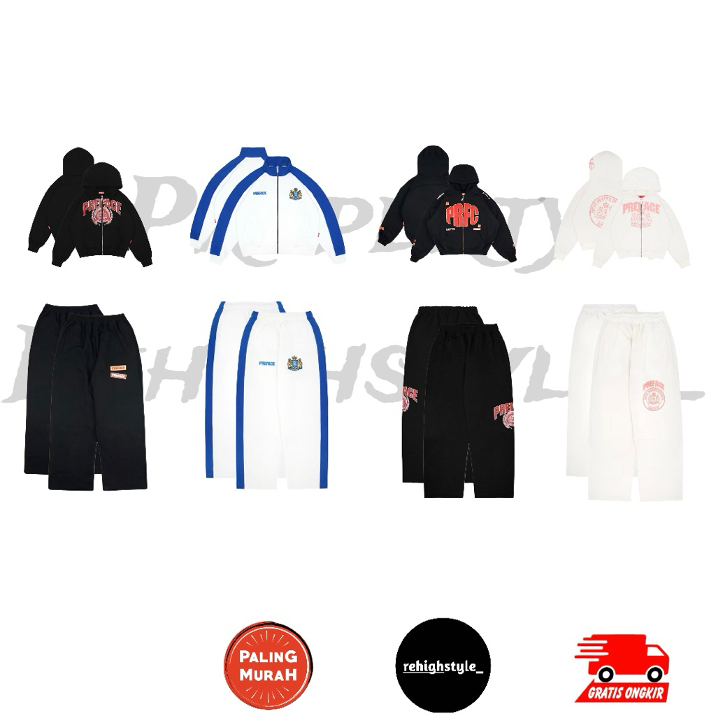 ZIP HOODIE BOXY PREFACE ALMA MATER BLACK / PREFACE ATHLETICS WHITE / PREFACE REDTYPE BLACK / PREFACE