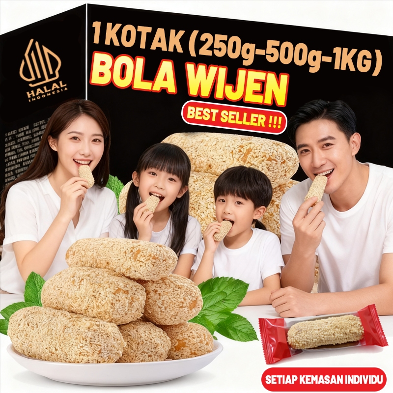 [PAKET LEBARAN] HALAL Bola Wijen Premium Bahan Organik Camilan Cocok untuk Bingkisan Hari Raya -500g