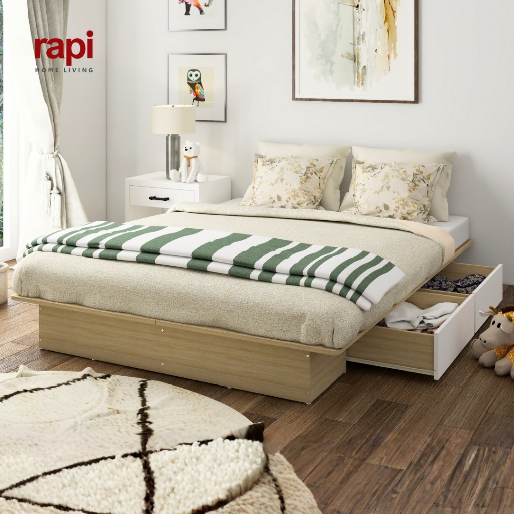 RAPI - CAMILLE BD140 Dipan / Ranjang / Tempat Tidur dengan Laci Penyimpanan / Divan 140 / Dipan Laci