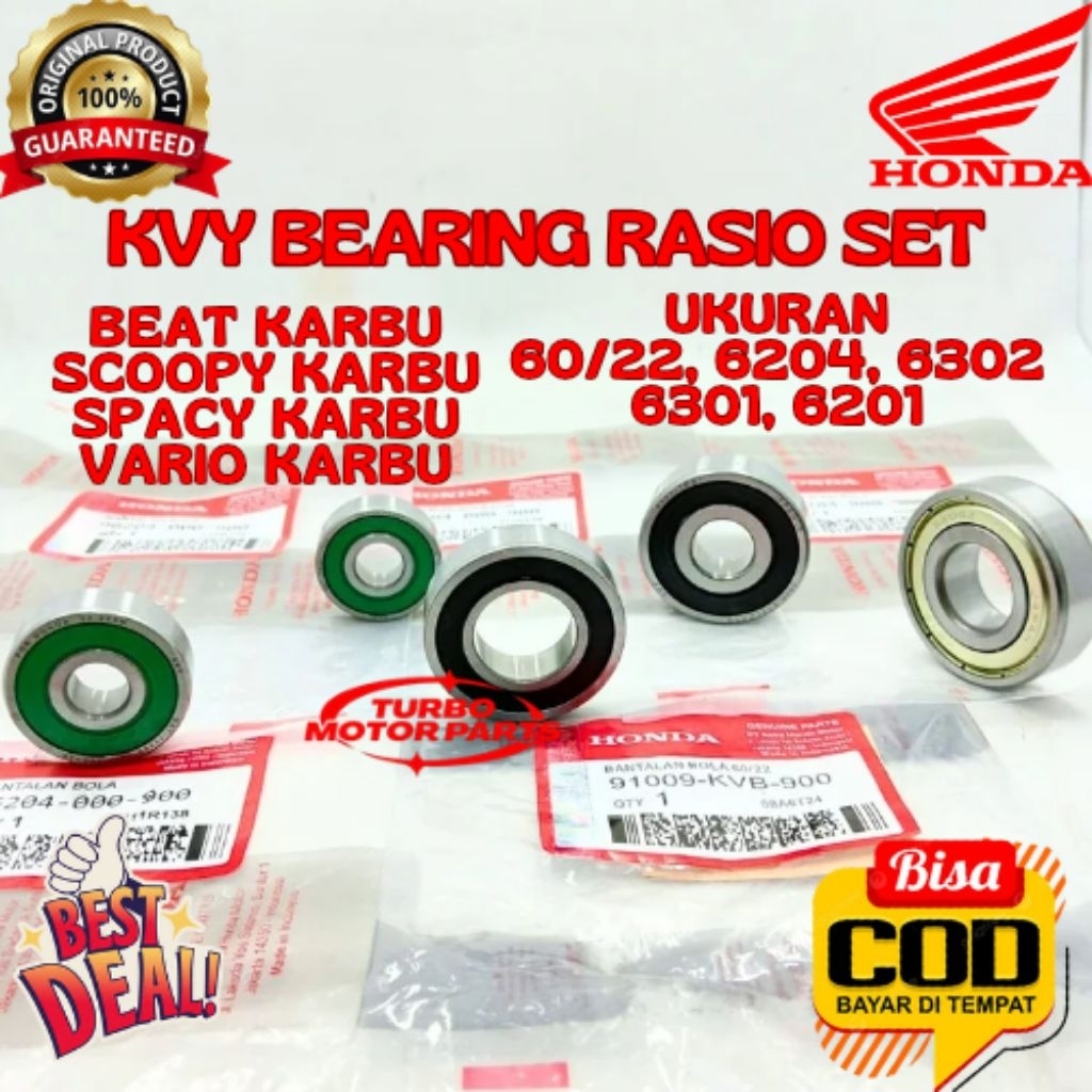 BEARING RASIO SET ORIGINAL HONDA KODE KVY, BEARING RASIO SET BEAT KARBU, BEARING RASIO SET SCOOPY KA