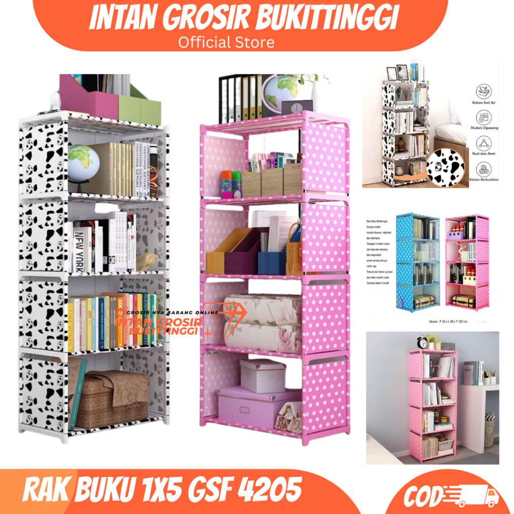 Rak Buku Portable Serbaguna GSF 5 Susun | Rak Penyimpanan Buku & Barang Multifungsi