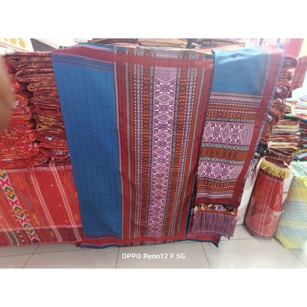 SONGKET MESIN TUMTUMAN BADAN WARNA BIRU TUMPAL PINK
