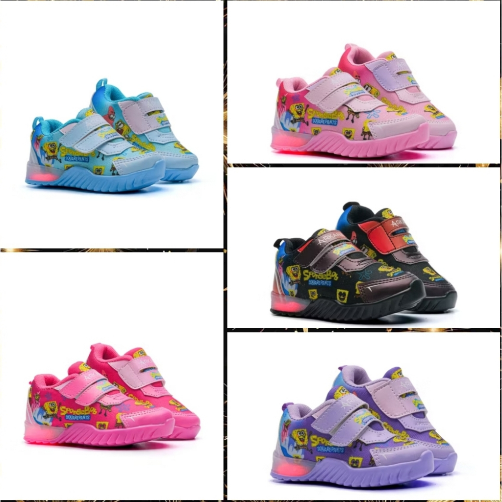 Sepatu Spongebob Squarepants LED Anak Laki-Laki Perempuan Keren Cantik 1-5 Tahun/ Sepatu sneakers sp