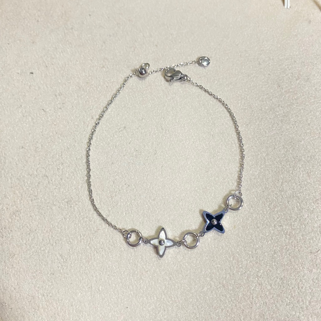 Gelang titanium wanita,gelang rantai silver anti karat simple elegan