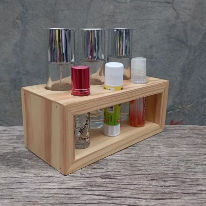 Rak botol parfum / tempat botol parfum spray dan oles / rak botol minyak wangi