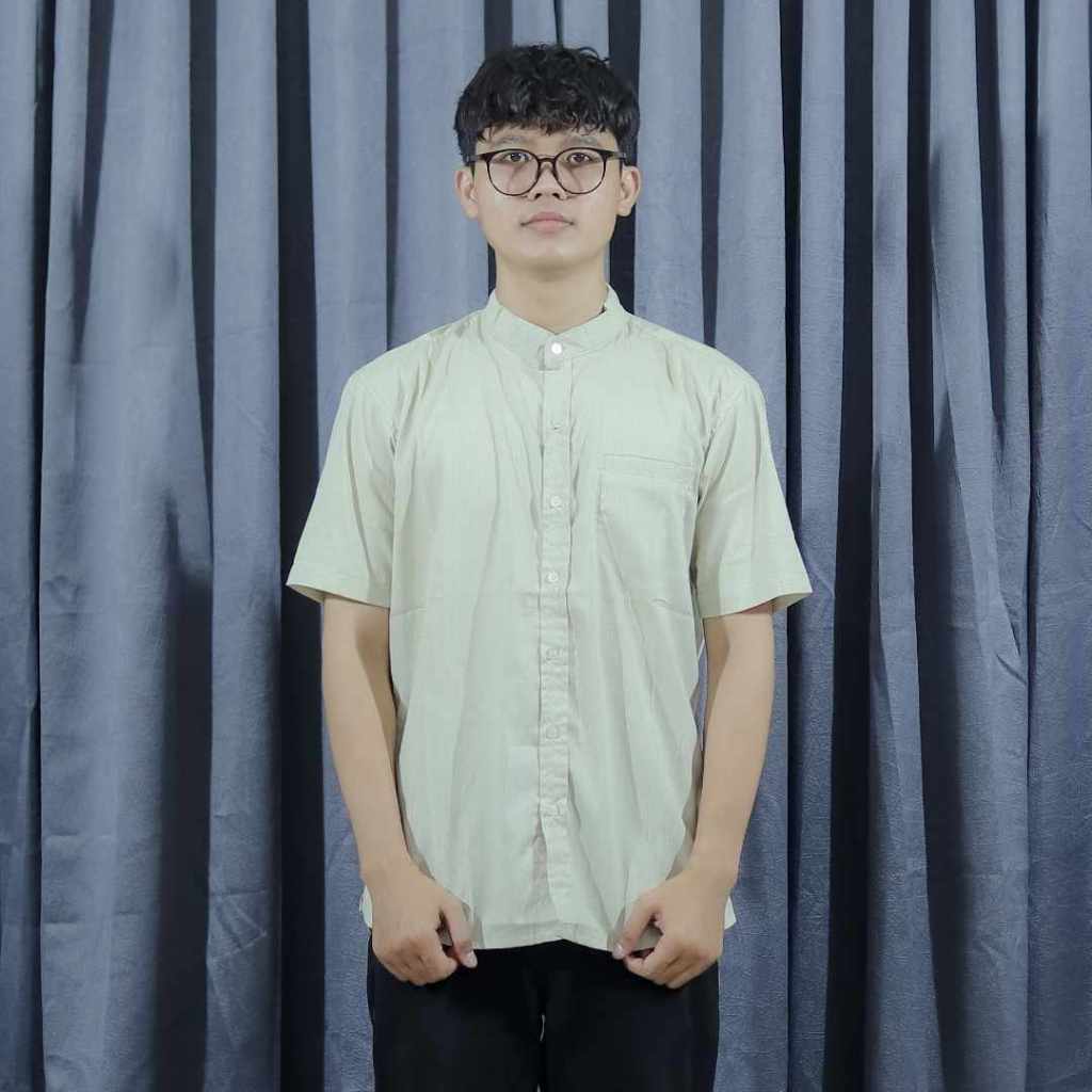 Kemeja Koko Pendek Pria Katun Pierre Gruno FKKD677P05 Cream Original